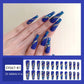 Blue Flame Marbling Fake Nails with Glue Pack of 24 - Teleplus blue flame marbling fake nail
