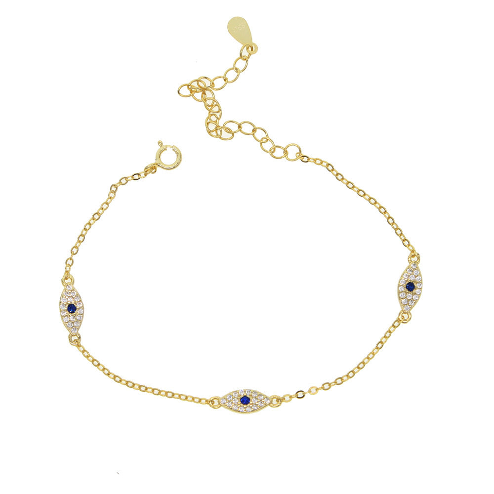 Blue Horse Eye Micro-inlaid Zircon Women’s Bracelet - Gold Plated Blue Horse Eye Zircon Women’s Bracelet