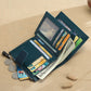 Blue Leather Ladies Wallet with Anti-Theft Card Slot and Polyester Lining - Teleplus