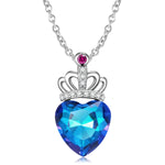 Blue Light Peach Heart Crown Necklace S925 Sterling Silver - Blue Light Peach Crown Necklace for Royal Style