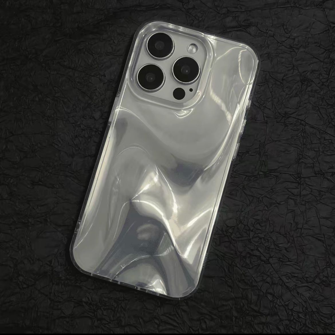 Blue Silver Wave Pattern Phone Case for Apple IMD TPU PC Japanese Korean Style - Teleplus phone case