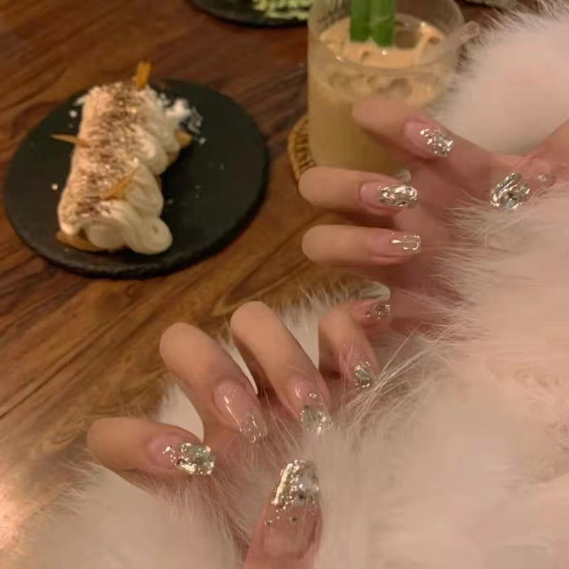 Blush Nail Pack with Fake Removable Nails for Ladies XS to L - Teleplus handmade wear armor nail stickers fake nails