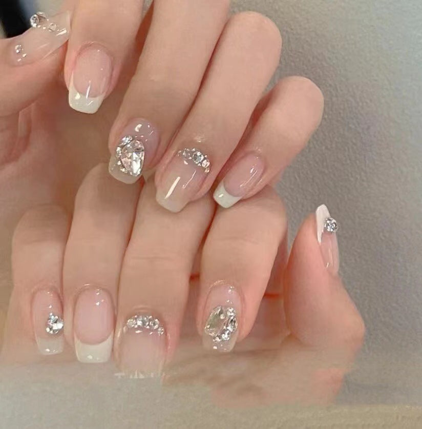 Blush Nail Pack with Fake Removable Nails for Ladies XS to L - Teleplus handmade wear armor nail stickers fake nails