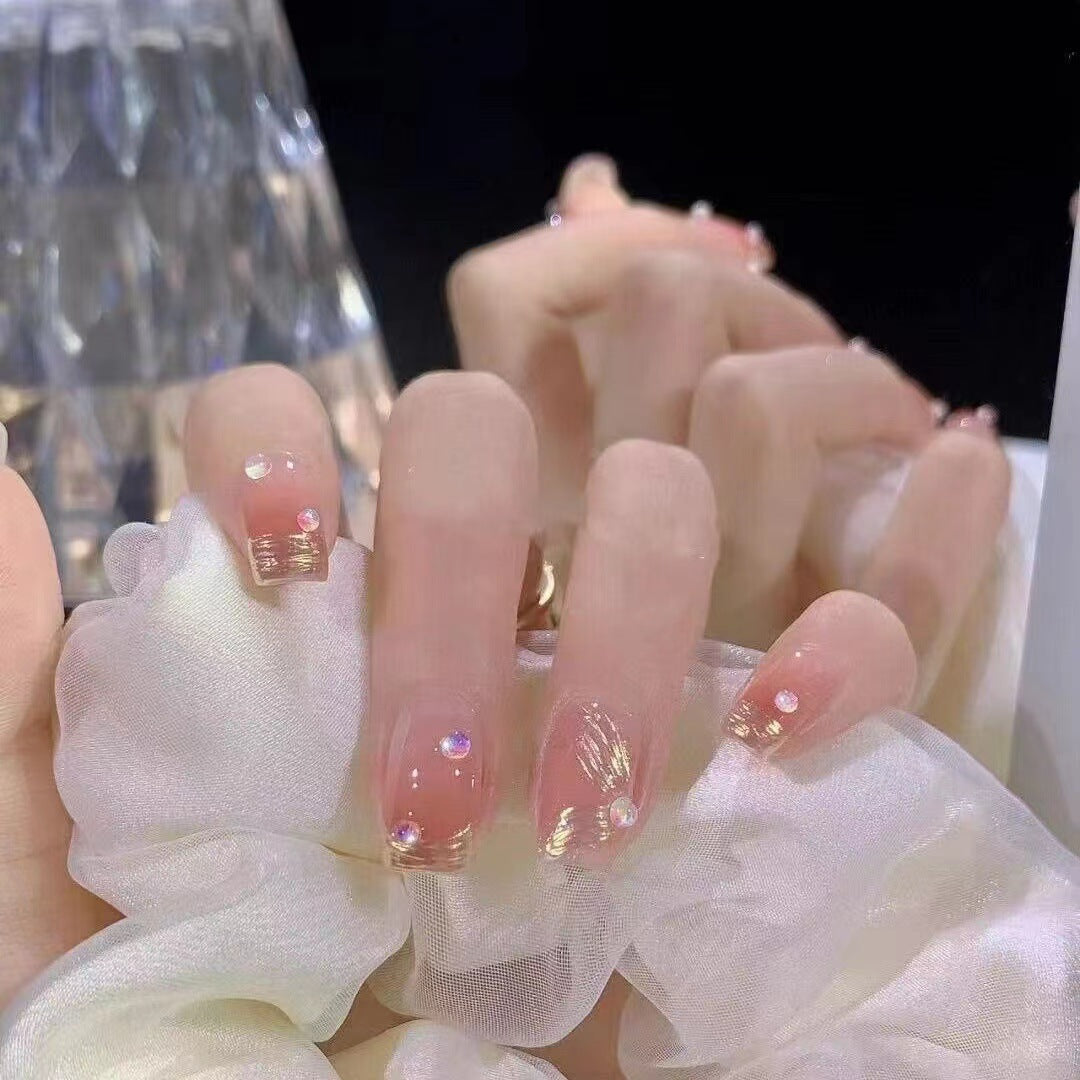 Blush Nail Pack with Fake Removable Nails for Ladies XS to L - Teleplus handmade wear armor nail stickers fake nails