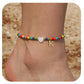 Bohemia Letter Anklet Asian Style Small Rice-shaped Beads Love Letter - Bohemia Stainless Steel Letter Anklet for Women