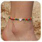 Bohemia Letter Anklet Asian Style Small Rice-shaped Beads Love Letter - Bohemia Stainless Steel Letter Anklet for Women