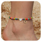 Bohemia Letter Anklet Asian Style Small Rice-shaped Beads Love Letter - Bohemia Stainless Steel Letter Anklet for Women