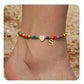 Bohemia Letter Anklet Asian Style Small Rice-shaped Beads Love Letter - Bohemia Stainless Steel Letter Anklet for Women