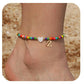 Bohemia Letter Anklet Asian Style Small Rice-shaped Beads Love Letter - Bohemia Stainless Steel Letter Anklet for Women