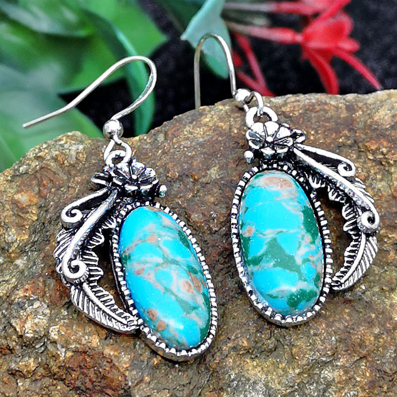 Bohemian Creative Flower Leaf Shaped And Turquoise Earrings - Earrings That Bring Out Your Inner Flower Child