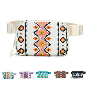 Bohemian Print Waist Bag with Adjustable Shoulder Strap Waterproof Antibacterial - Teleplus bohemian print waist bag