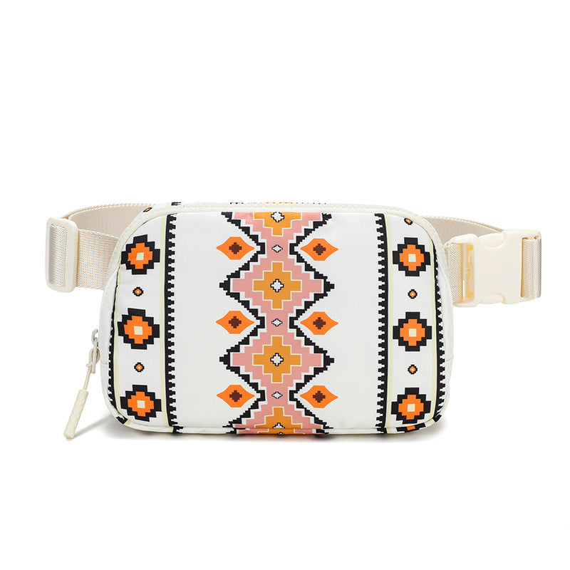 Bohemian Print Waist Bag with Adjustable Shoulder Strap Waterproof Antibacterial - Teleplus bohemian print waist bag