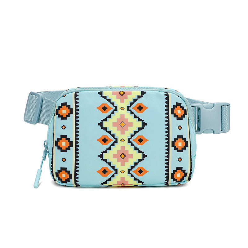 Bohemian Print Waist Bag with Adjustable Shoulder Strap Waterproof Antibacterial - Teleplus bohemian print waist bag