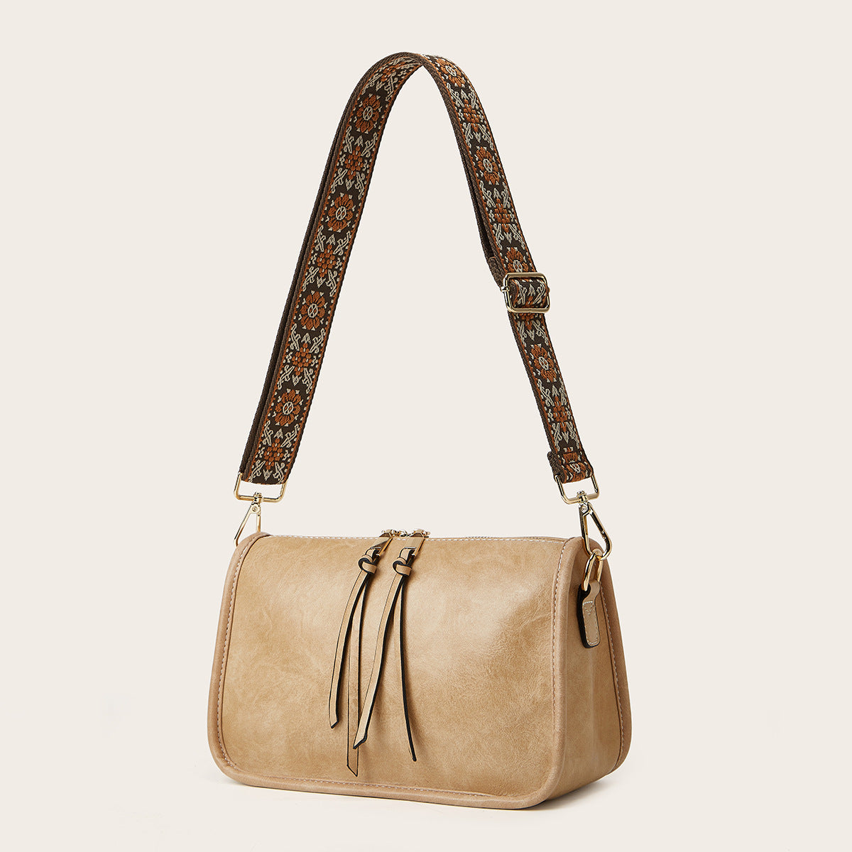 Bohemian Wide Shoulder Crossbody Bag with Three-Dimensional Pockets - Teleplus bohemian wide shoulder strap crossbody