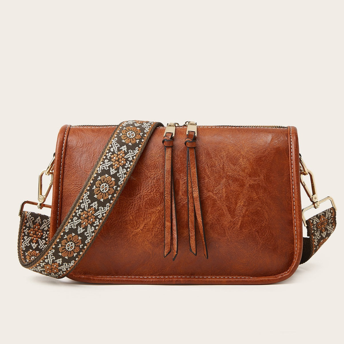 Bohemian Wide Shoulder Crossbody Bag with Three-Dimensional Pockets - Teleplus bohemian wide shoulder strap crossbody