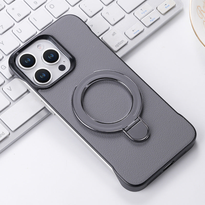 Borderless Plain Leather Magnetic Suction Bracket in Multiple Colors - plain leather magnetic suction bracket