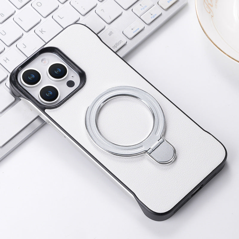 Borderless Plain Leather Magnetic Suction Bracket in Multiple Colors - plain leather magnetic suction bracket