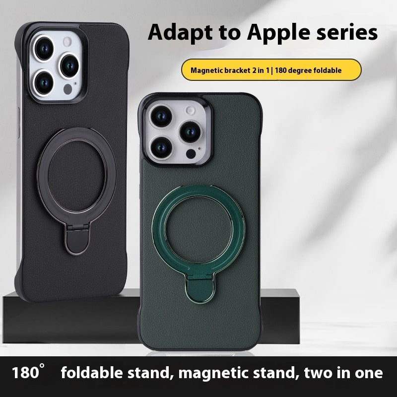 Borderless Plain Leather Magnetic Suction Bracket in Multiple Colors - plain leather magnetic suction bracket