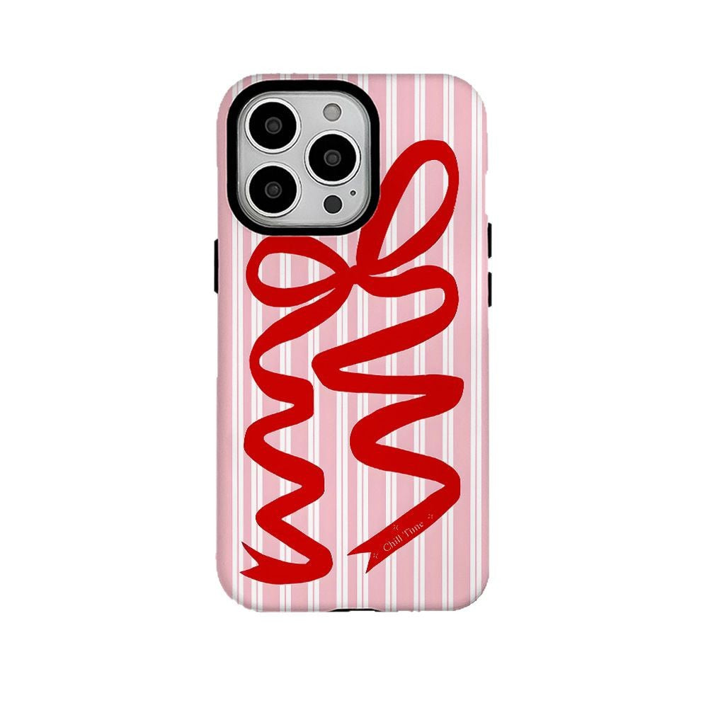 Bow Pink Frosted Two-in-One Case for Max iPhone 11 12 14 Pro - max iphone pro plus