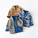 Boy Padded Jacket with Simple Cartoon Print and Stand-Up Collar - Teleplus cartoon print boy padded jacket simple