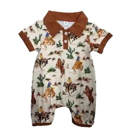 Boy Western Element Short Sleeve Rompers - Boy Western Element Short Sleeve Rompers for Toddlers