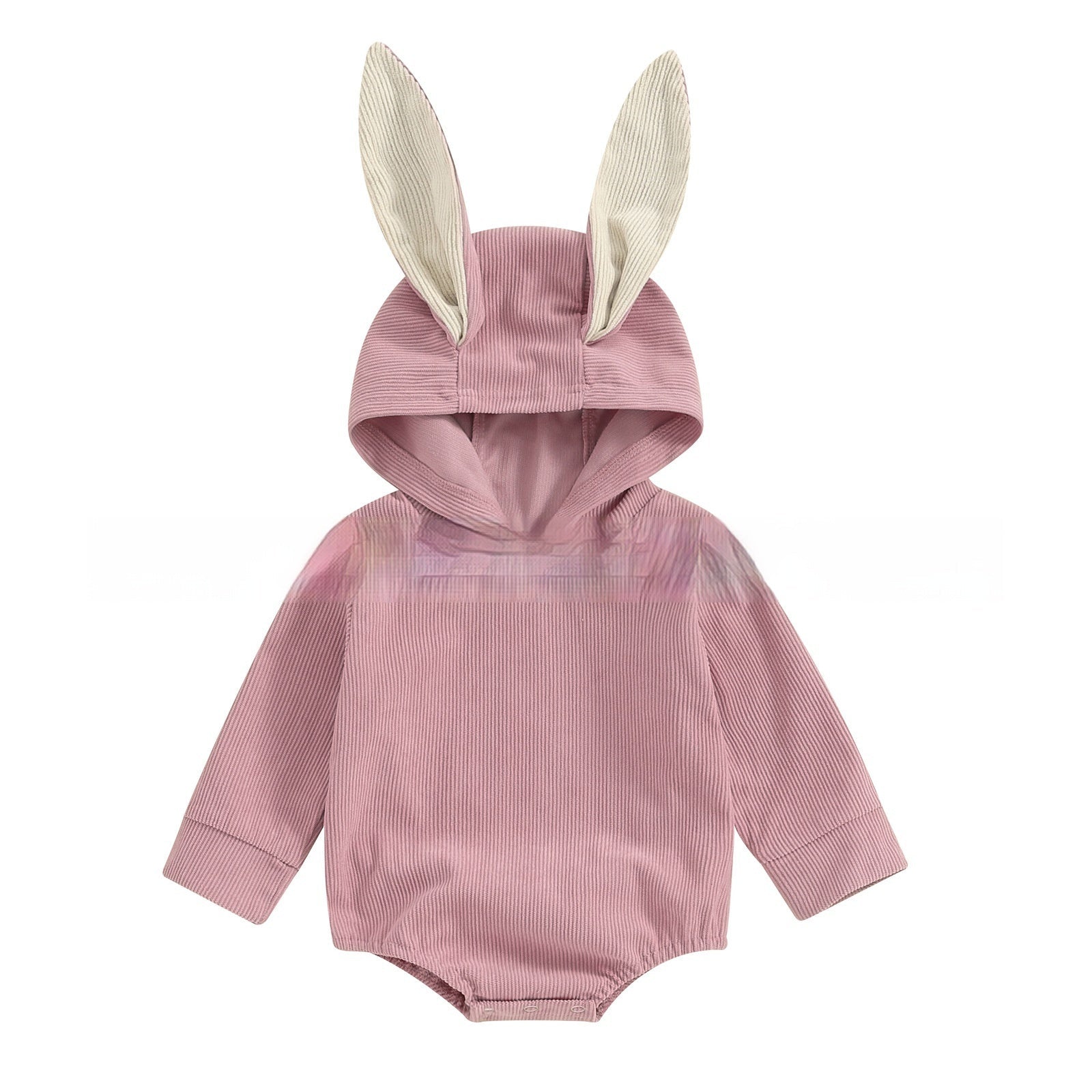 Boys And Girls Long Sleeve Corduroy Hooded Rabbit Ear Romper - Hop Into Style with Long Sleeve Rabbit Ear Romper