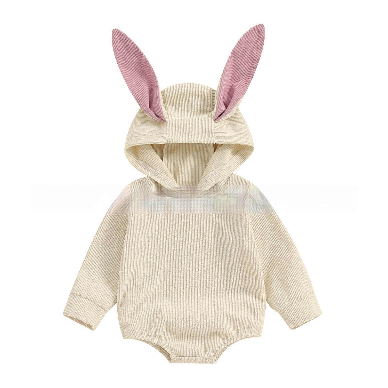 Boys And Girls Long Sleeve Corduroy Hooded Rabbit Ear Romper - Hop Into Style with Long Sleeve Rabbit Ear Romper