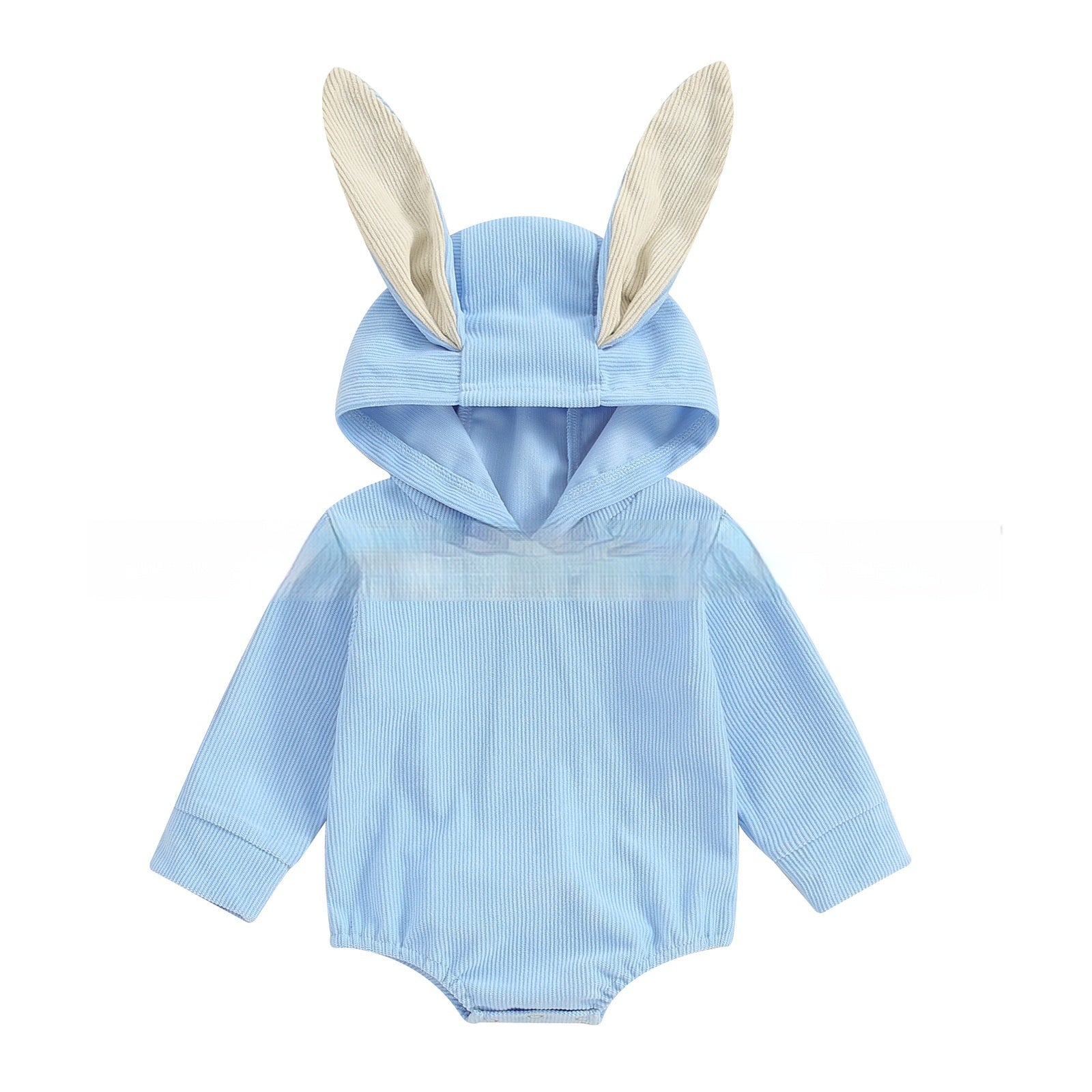 Boys And Girls Long Sleeve Corduroy Hooded Rabbit Ear Romper - Hop Into Style with Long Sleeve Rabbit Ear Romper