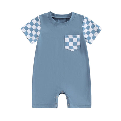 Boys And Girls Plaid Printed Short Sleeve Rompers - Plaid Rompers for Tiny Trendsetters in Short Sleeve