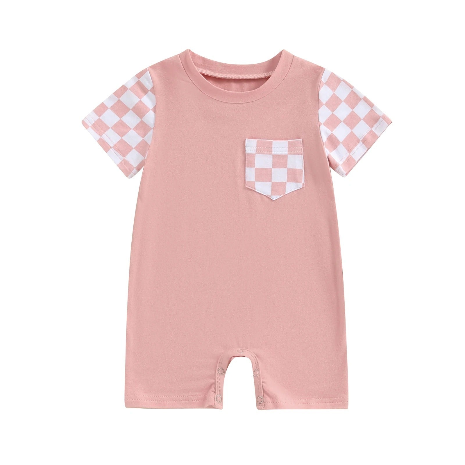 Boys And Girls Plaid Printed Short Sleeve Rompers - Plaid Rompers for Tiny Trendsetters in Short Sleeve