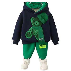 Cartoon Apricot Navy Blue Pants Set for Children US and CHF Buyers - Fashionable Kids Sweaters Little Style Icons