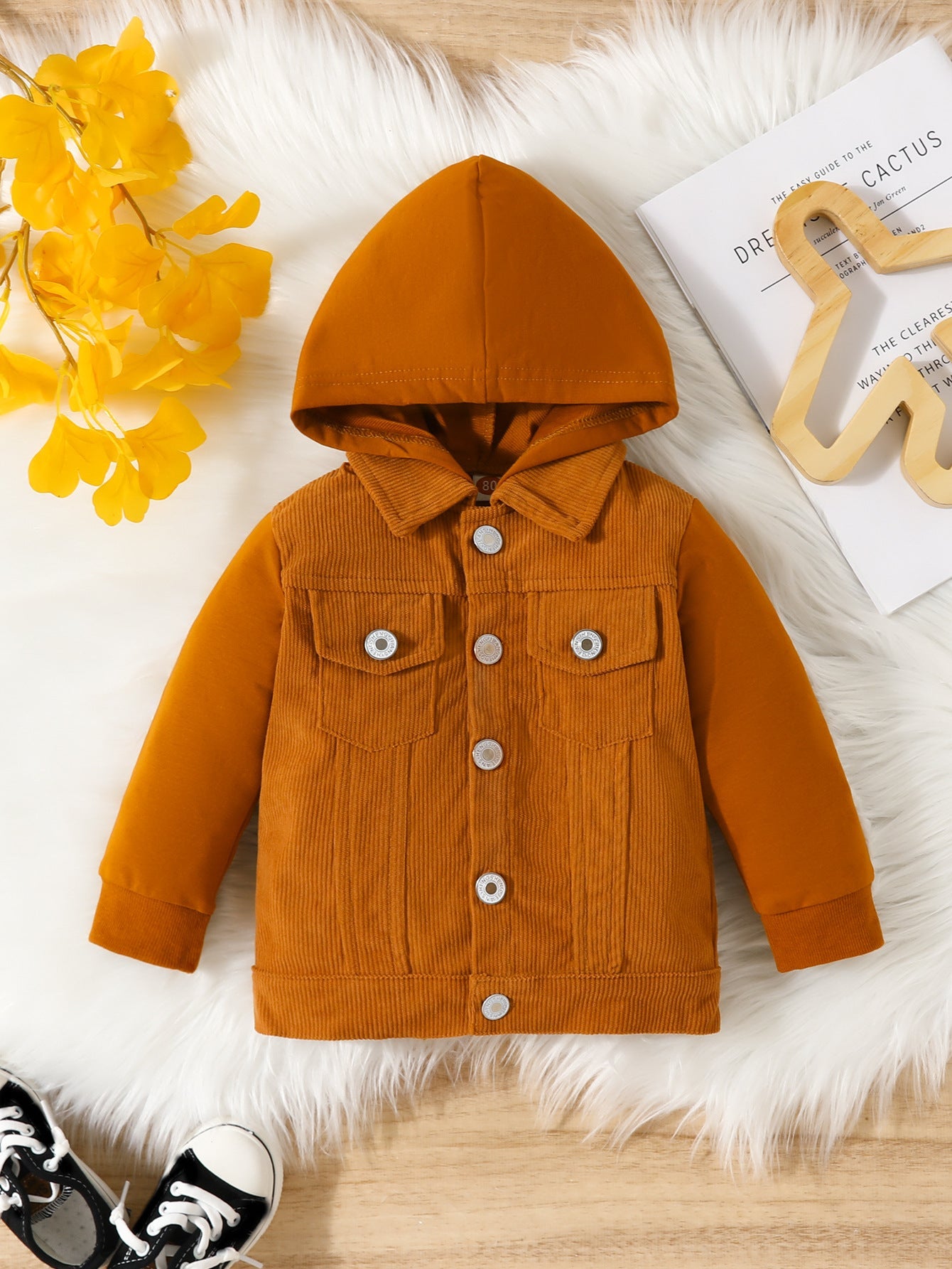 Boys’ Corduroy Long-sleeved Double-Pocket Jacket - Corduroy Jacket for Boys: Style with Pockets and Fun