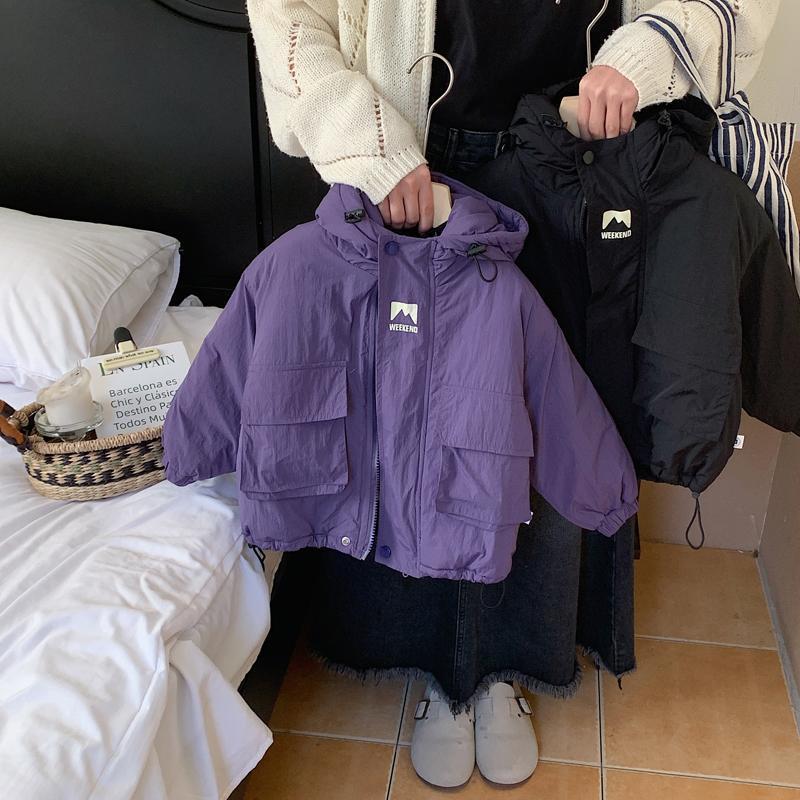 Boys Fashion Personality Hoodie Padded Black and Purple for Winter - boys fashion personality hoodie padded