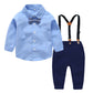 Boys Gentleman Bib Pant Suit Long Sleeve Bow Tie - Long Sleeve Bib Suit Guaranteed to Class Up Playtime