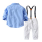 Boys Gentleman Bib Pant Suit Long Sleeve Bow Tie - Long Sleeve Bib Suit Guaranteed to Class Up Playtime