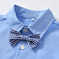 Boys Gentleman Bib Pant Suit Long Sleeve Bow Tie - Long Sleeve Bib Suit Guaranteed to Class Up Playtime