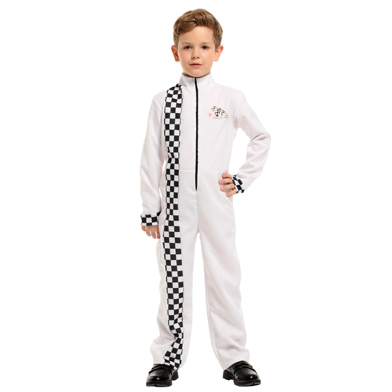 Boys Girls White Racer Performance Costume - girls white racer performance costume