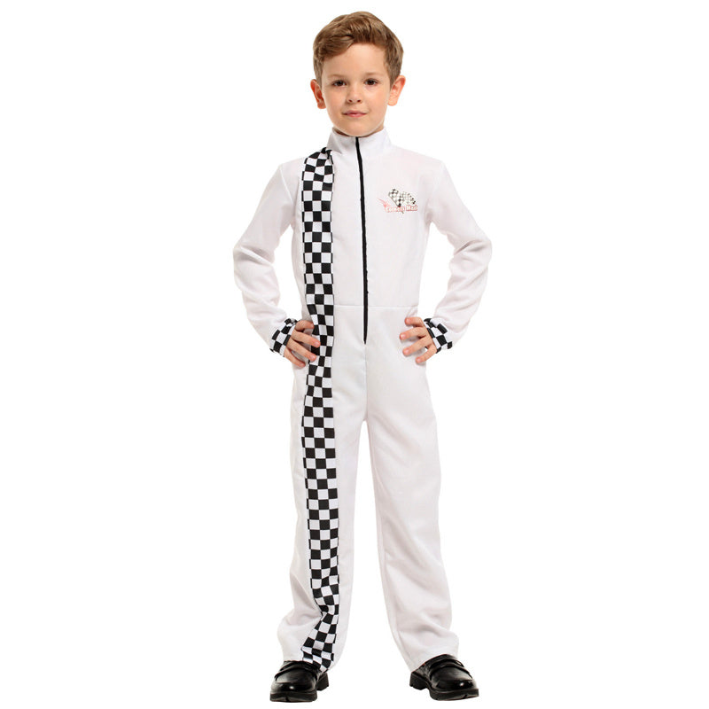 Boys Girls White Racer Performance Costume - girls white racer performance costume