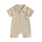 Boy’s Lapel Short Sleeve Waffle Jumpsuit - Tiny Tots in Style: Boy’s Waffle Jumpsuit Fun