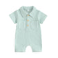 Boy’s Lapel Short Sleeve Waffle Jumpsuit - Tiny Tots in Style: Boy’s Waffle Jumpsuit Fun