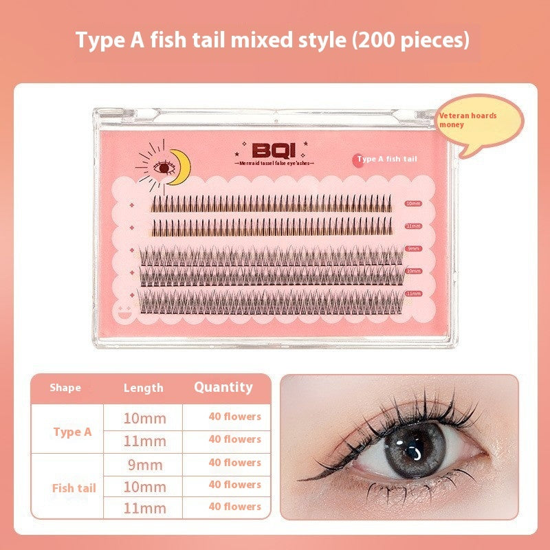 BQI Mermaid Tassel False Eyelash Kit with Mixed Fishtail Styles - Teleplus for Volume bqi mermaid tassel false eyelashes