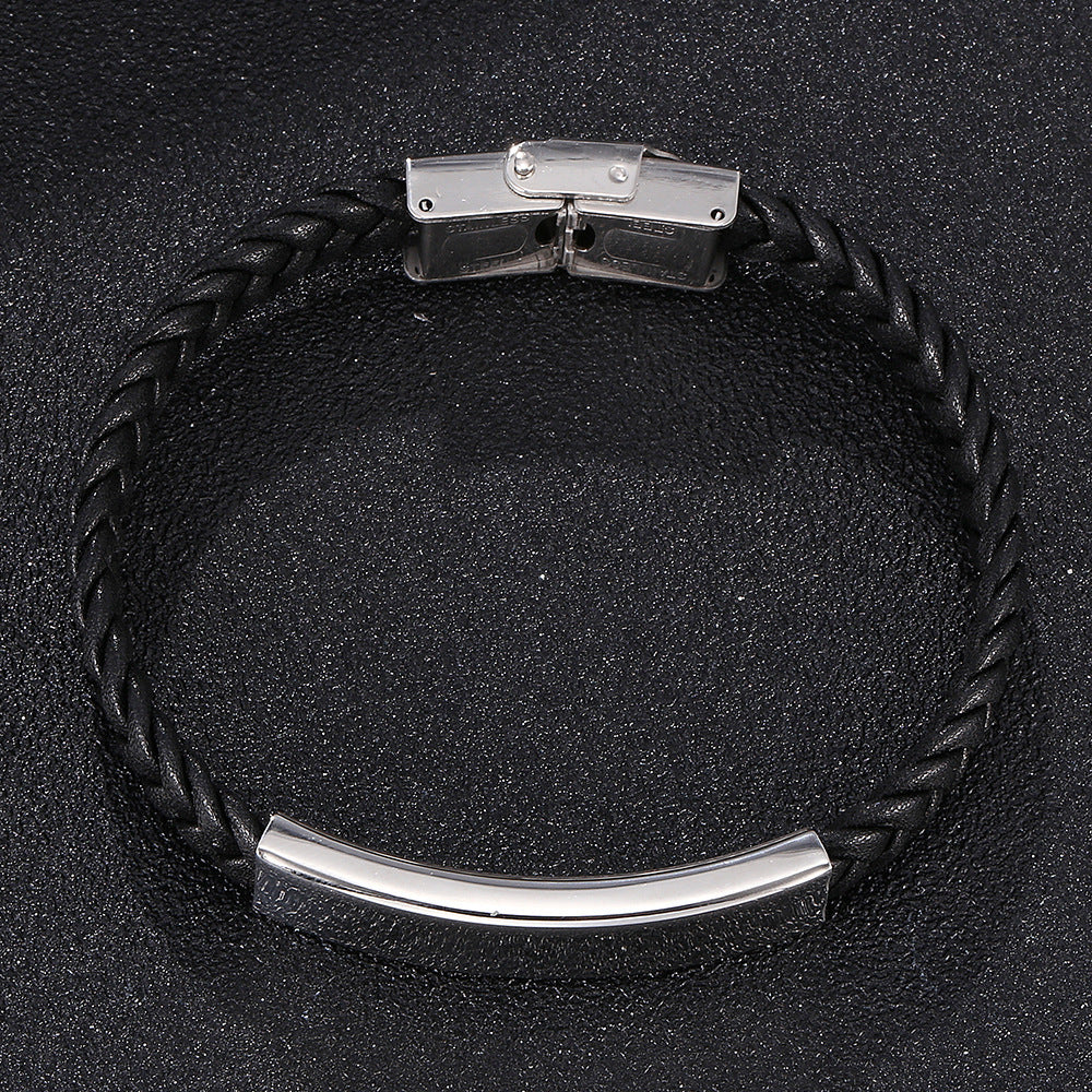 Bracelet Leather Rope Hand-woven Watch Chain Neutral Creative Simple - Black Leather Hand-woven Watch Chain Bracelet