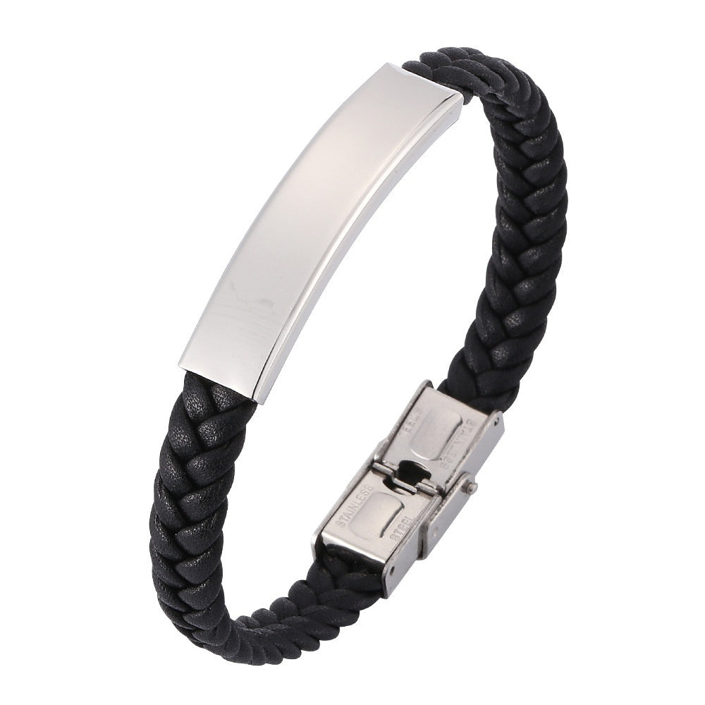 Bracelet Leather Rope Hand-woven Watch Chain Neutral Creative Simple - Black Leather Hand-woven Watch Chain Bracelet