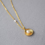 Brass Gold-plated Minimalist Gold Shell Freshwater Pearl Necklace - Chic Gold Shell Necklace for Pearl Lovers with Style