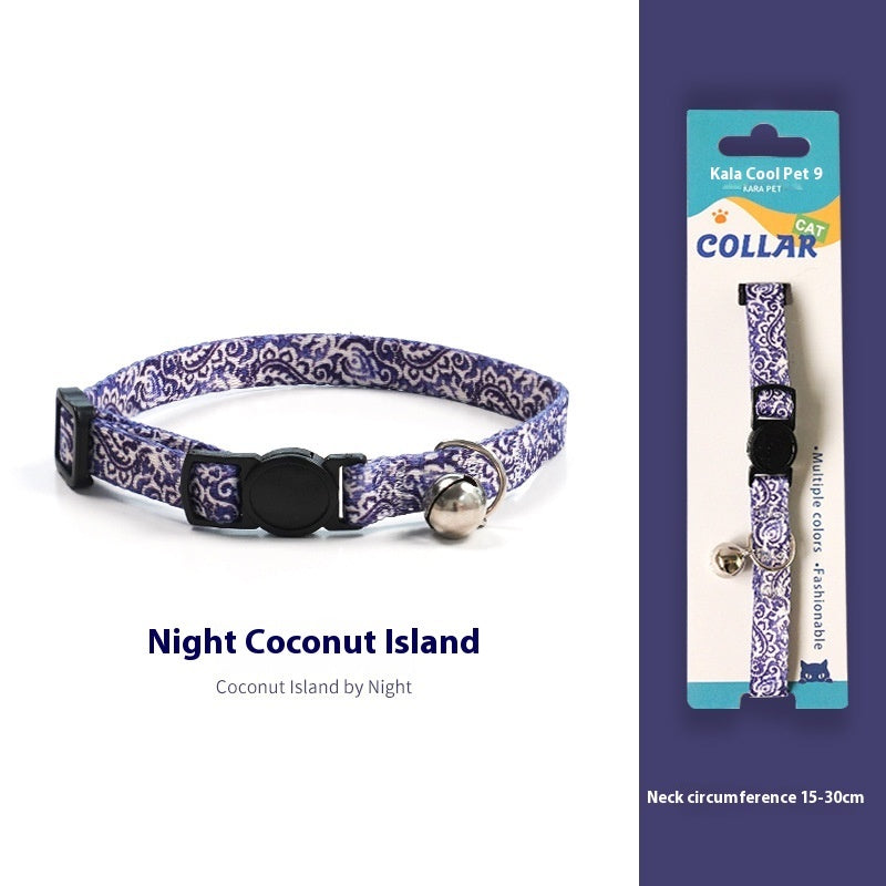 Breakaway Cat Collar Dark Night Mirror Flower Four Seasons Adjustable Safety - dark night mirror flower four seasons