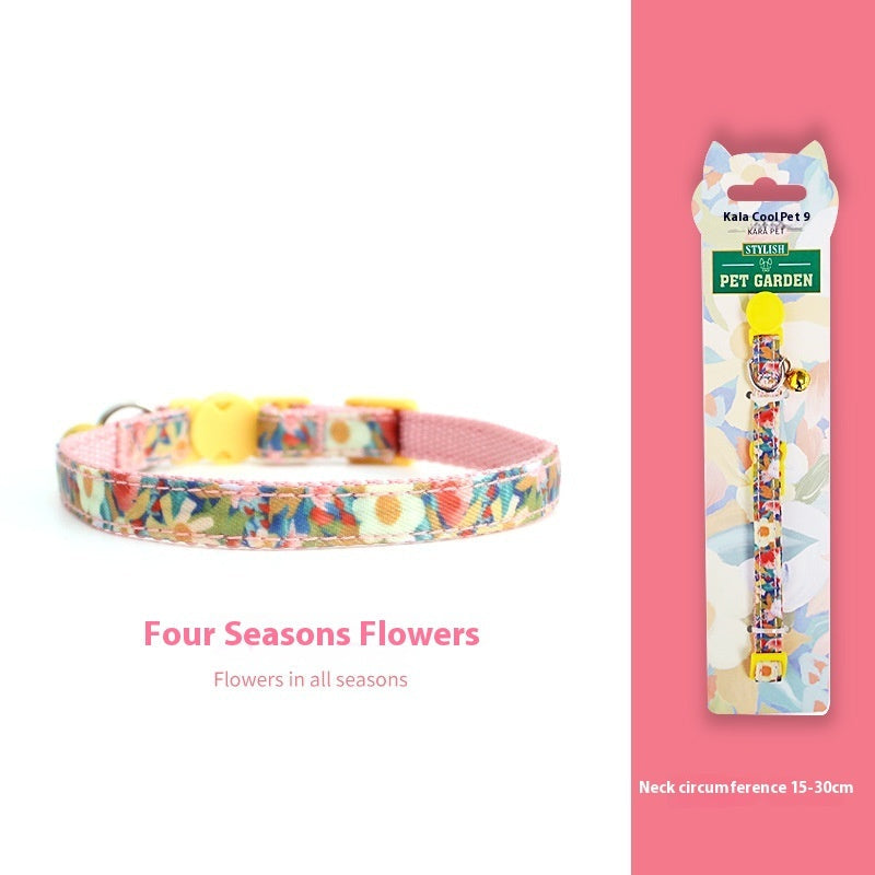 Breakaway Cat Collar Dark Night Mirror Flower Four Seasons Adjustable Safety - dark night mirror flower four seasons