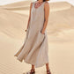 Breathable Cotton Linen Summer Dress for Women Lightweight Casual Sundress - cotton linen