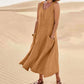 Breathable Cotton Linen Summer Dress for Women Lightweight Casual Sundress - cotton linen