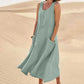 Breathable Cotton Linen Summer Dress for Women Lightweight Casual Sundress - cotton linen