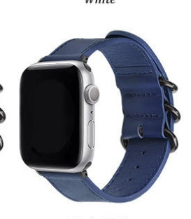 Breathable Cowhide Apple Watch Strap Apple Watch Leather Strap - Breathable Leather Strap for Apple Watch 44mm Dark Blue